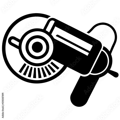 Minimalist Continuous Line Drawing of an Angle Grinder – Vector Line Art Illustration, Minimalist continuous line drawing of an angle grinder – vector line art illustration.