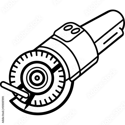 Minimalist Continuous Line Drawing of an Angle Grinder – Vector Line Art Illustration, Minimalist continuous line drawing of an angle grinder – vector line art illustration.