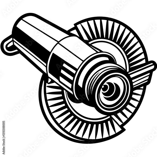 Minimalist Continuous Line Drawing of an Angle Grinder – Vector Line Art Illustration, Minimalist continuous line drawing of an angle grinder – vector line art illustration.