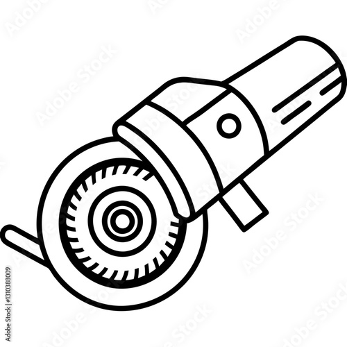 Minimalist Continuous Line Drawing of an Angle Grinder – Vector Line Art Illustration, Minimalist continuous line drawing of an angle grinder – vector line art illustration.