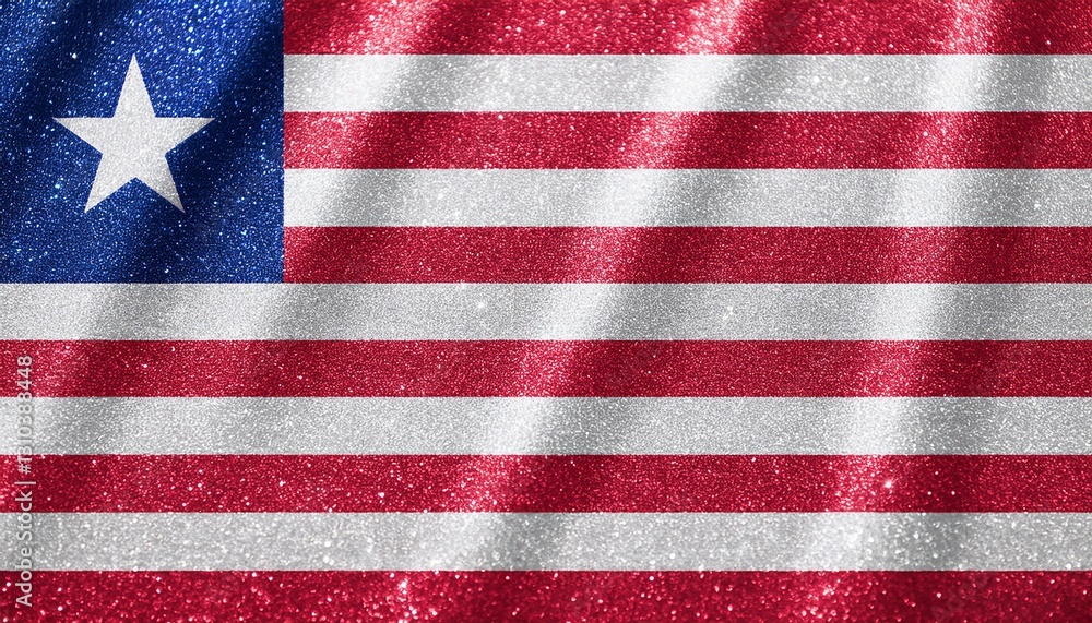 Fototapeta premium キラキラしているリベリアの国旗(glitter Liberia flag) 