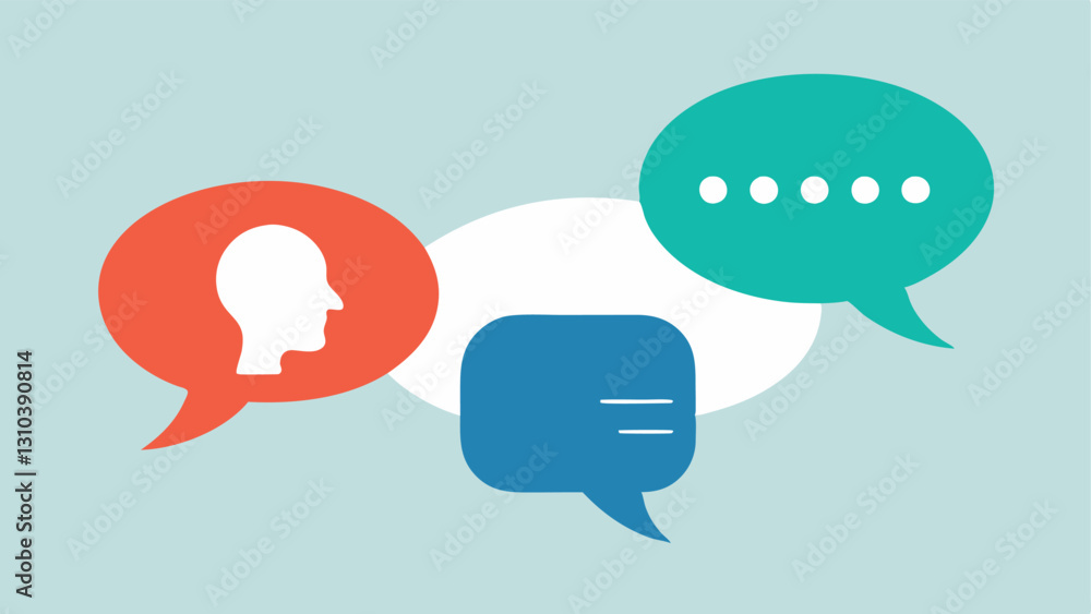 Speech Bubbles One large speech bubble speaking over a smaller one representing how one partners voice dominates conversations affecting the others mental health and selfesteem. Speech Bubbles One large speech bubble speaking over a smaller one representing how one partners voice dominates conversations affecting the others mental health and selfesteem.