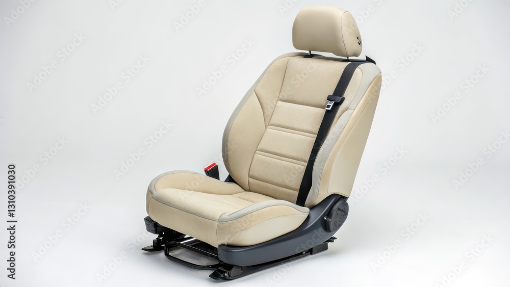 Fototapeta premium Beige Car Seat on White Background