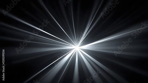 Abstract spotlight beams cutting through darkness