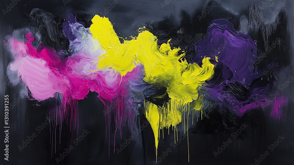 Fototapeta premium Abstract Dripping Paint Canvas, Dark Background