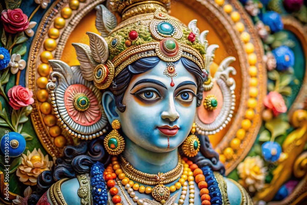 Devotional Painting of Hindu Deity in Traditional Style Devotional Painting of Hindu Deity in Traditional Style