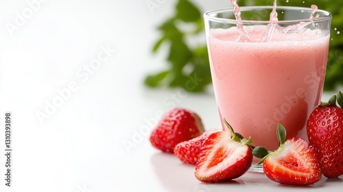 Wallpaper Mural Luscious ripe strawberries burst with flavor against a fresh juice backdrop Torontodigital.ca