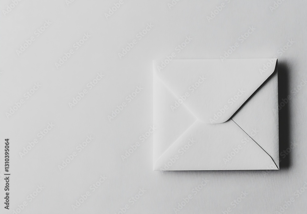 Single elegant white envelope lying flat on minimalist background for correspondence and mailing needs : Generative AI Single elegant white envelope lying flat on minimalist background for correspondence and mailing needs : Generative AI