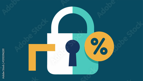 Lock and Key with Interest Rates A lock with a keyhole shaped like a percent sign symbolizing how highinterest rates can lock borrowers into neverending payment cycles.