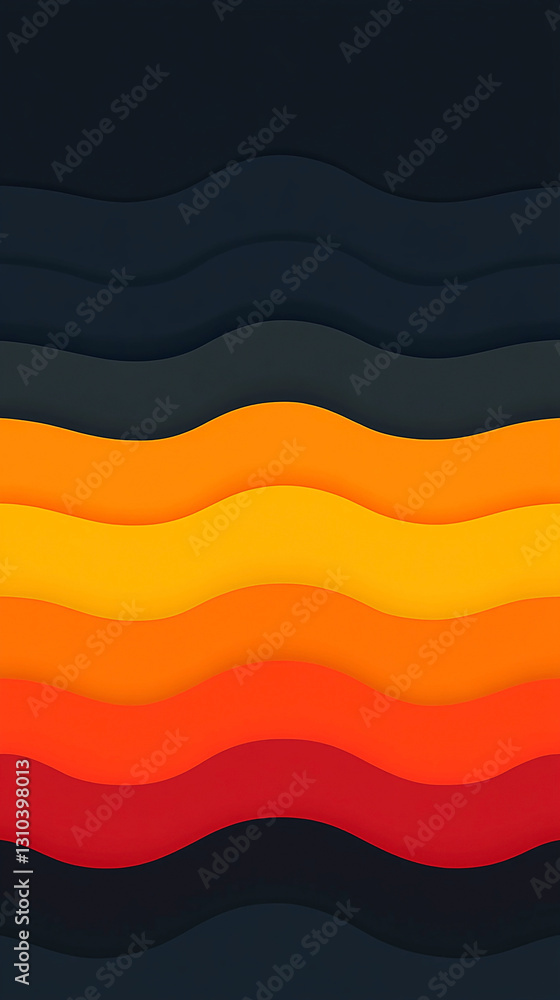 Abstract wavy pattern in warm colors creating a vibrant visual effect on a dark background Abstract wavy pattern in warm colors creating a vibrant visual effect on a dark background