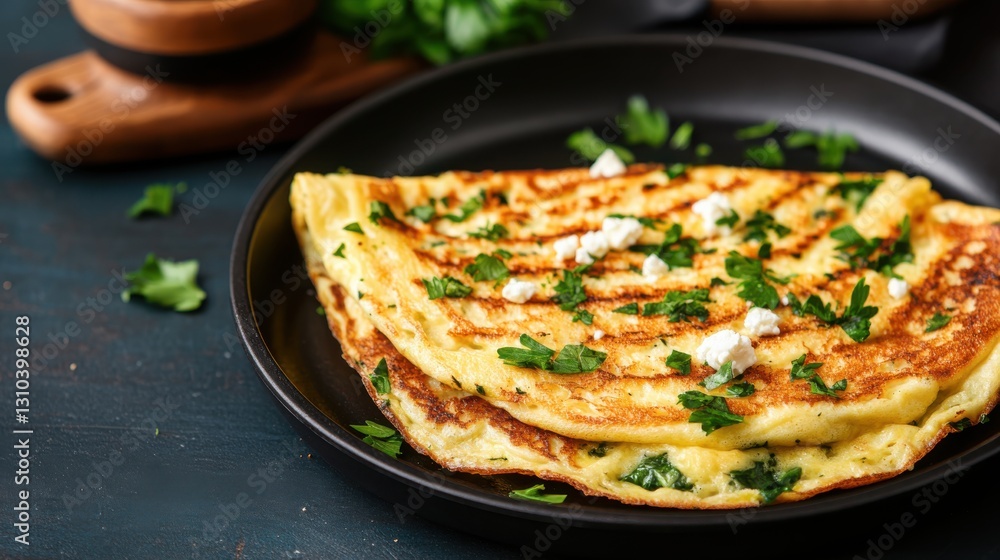 Delightfully healthy spinach, parsley, and feta omelette on toasted sourdough Delightfully healthy spinach, parsley, and feta omelette on toasted sourdough