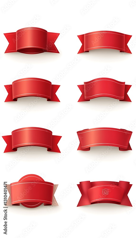 Red Ribbons Collection Isolated Red Ribbons Collection Isolated