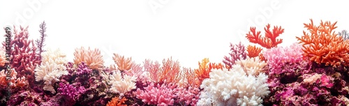 Vibrant Coral Reef Underwater Landscape Showcasing Diverse Coral Types in Bold Colors : Generative AI photo