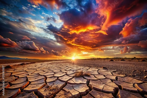 Double Exposure: Cracked Earth and Sky - Abstract Nature Photography