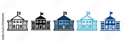 Bus Terminal  Icon Set Multiple Style Collection