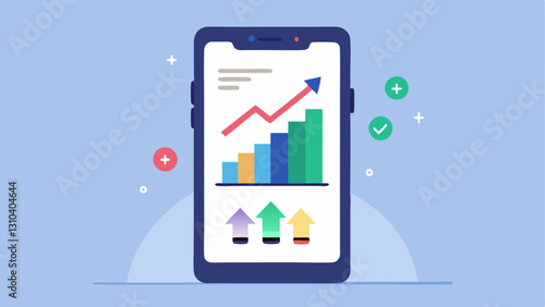 Mobile Trading App A smartphone screen displaying a trading app interface where a user is purchasing a digital asset with up and down arrows indicating market fluctuations.