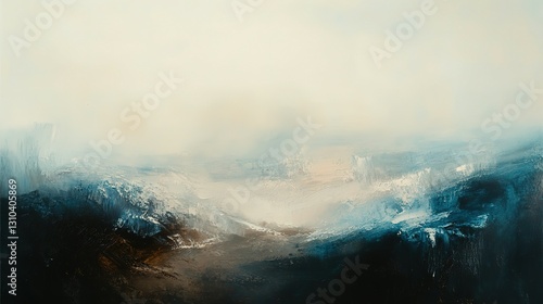 A beautiful abstract painting of a misty landscape scene