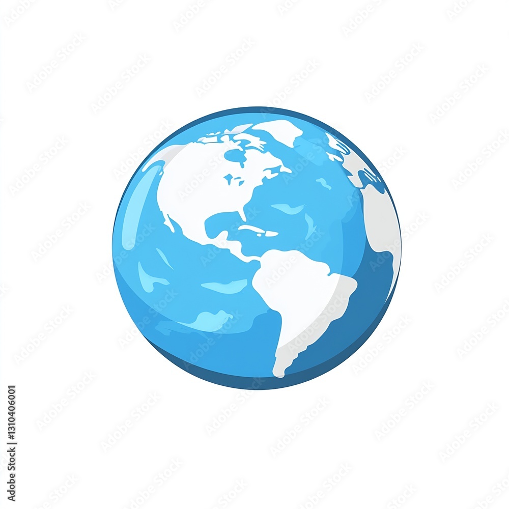 Detailed vector illustration of a blue and white Earth globe representing the planet : Generative AI Detailed vector illustration of a blue and white Earth globe representing the planet : Generative AI