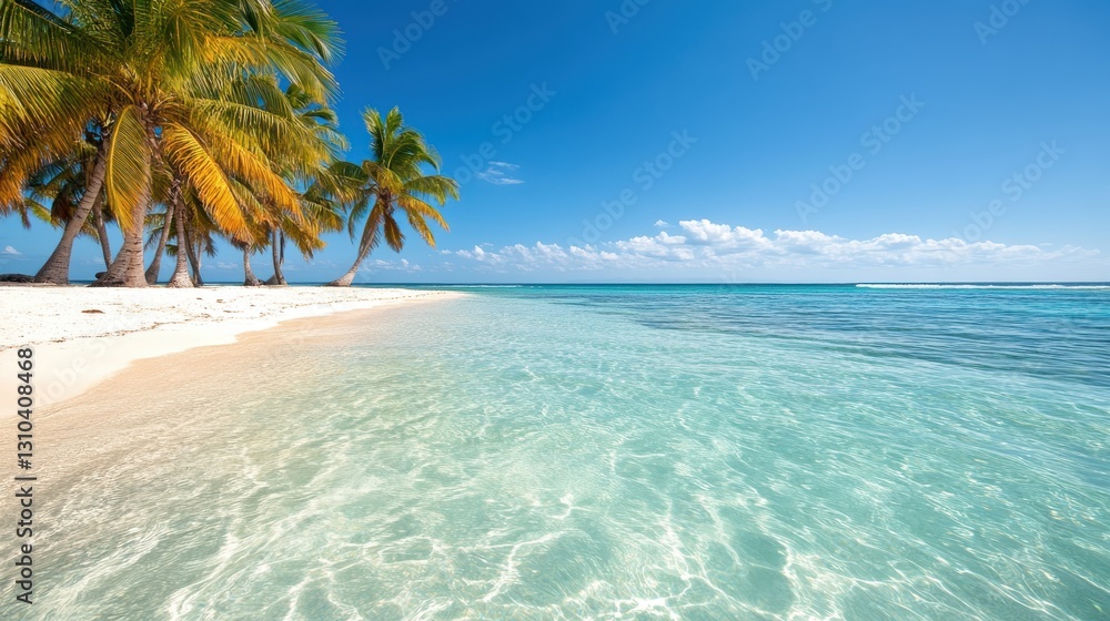 Fototapeta premium Tranquil tropical paradise with palm trees and crystalline waters