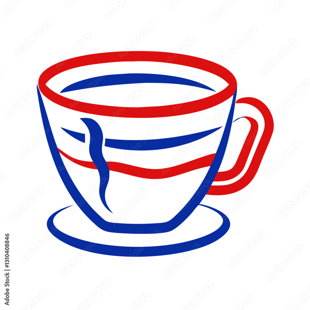 Coffee cup icon with vibrant colors, beverage enjoyment concept Coffee cup icon with vibrant colors, beverage enjoyment concept