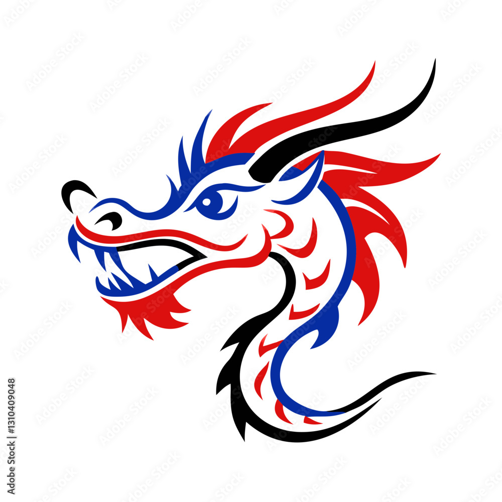 Vibrant dragon icon expressing strength and power, cultural symbolism Vibrant dragon icon expressing strength and power, cultural symbolism