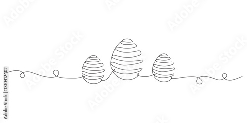 Easter egg single continuous line art drawing