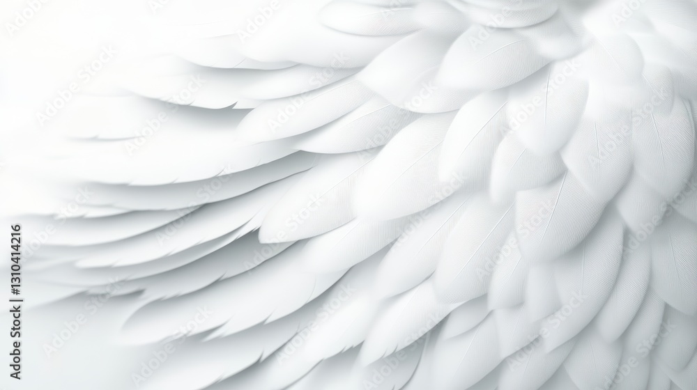 Fototapeta premium Delicate White Feather Texture Close up Soft Light, Intricate Detail