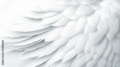 Delicate White Feather Texture Close up Soft Light, Intricate Detail