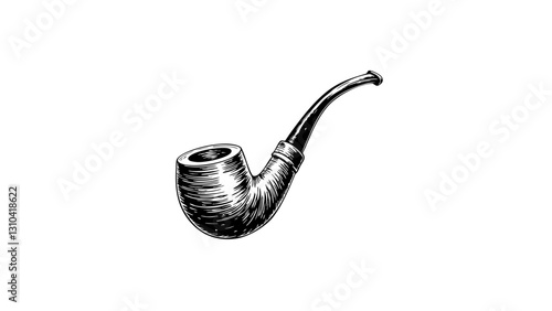 Vintage sketch of a smoking pipe in black and white  