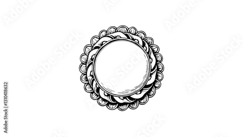 Vintage Decorative Medal Sketch with Circular Design  
