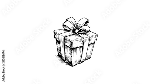 Vintage sketch of a gift box with a ribbon  