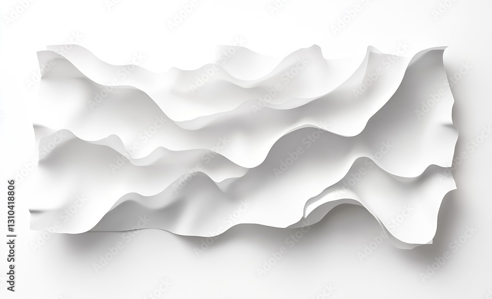 Elegantly Textured White Paper Sculpture with Flowing Waves and Soft Curves : Generative AI Elegantly Textured White Paper Sculpture with Flowing Waves and Soft Curves : Generative AI