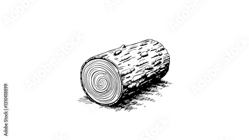 Vintage log sketch illustration on white background  