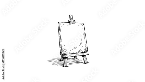 Vintage sketch of a blank canvas on an easel  