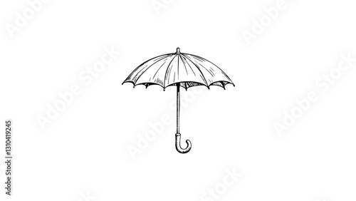 Vintage sketch of an umbrella on a white background  