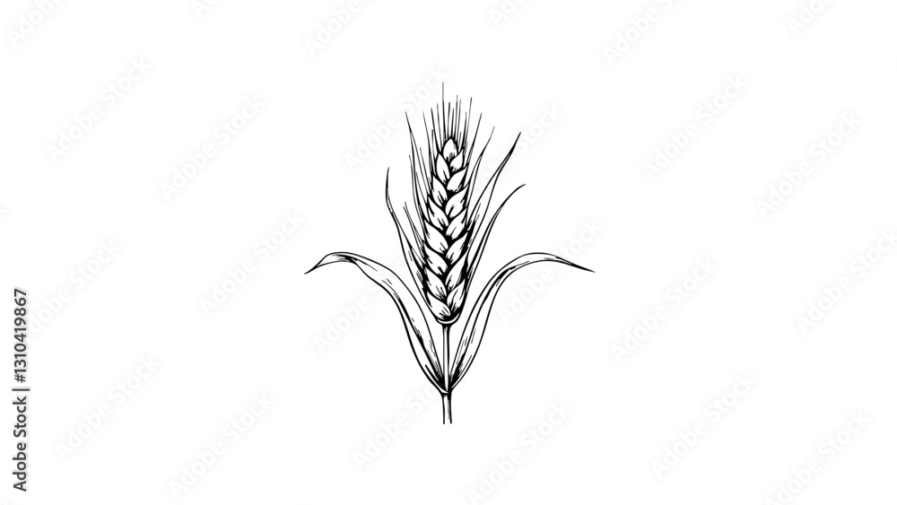 Fototapeta premium Vintage sketch of a wheat ear in black and white 