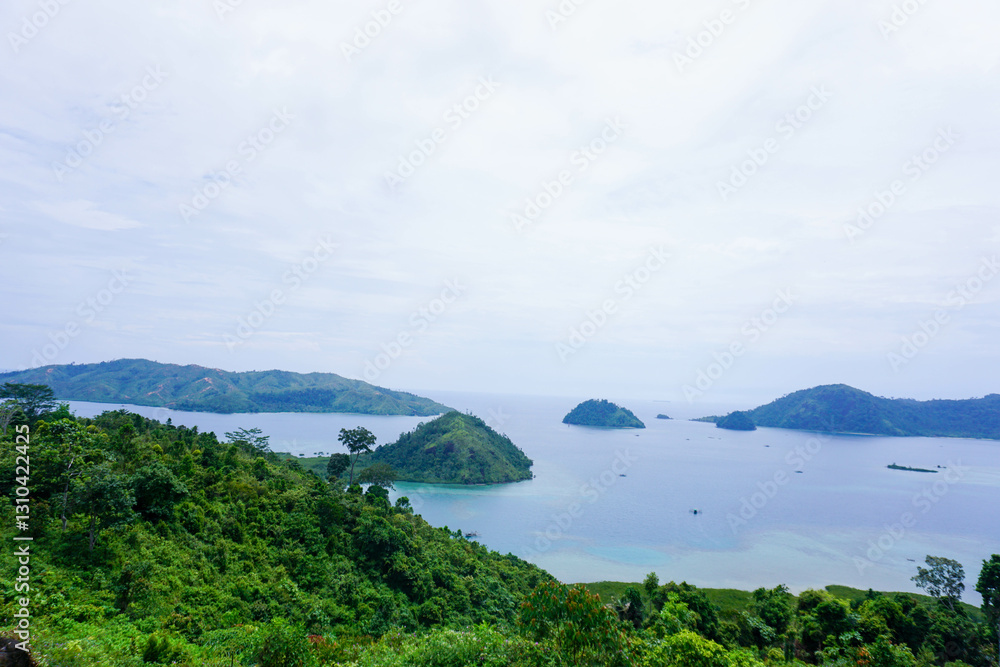 Scenic Tropical Island Landscape with Clear Blue Waters Scenic Tropical Island Landscape with Clear Blue Waters