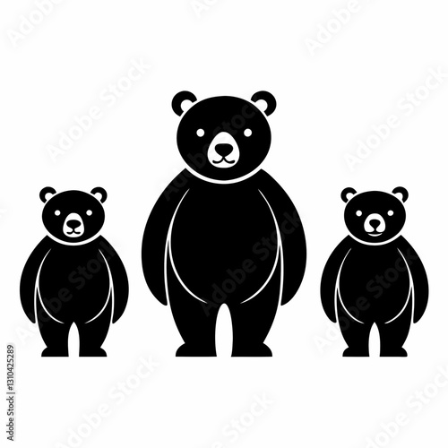 cute bear family silhouette vector illustration