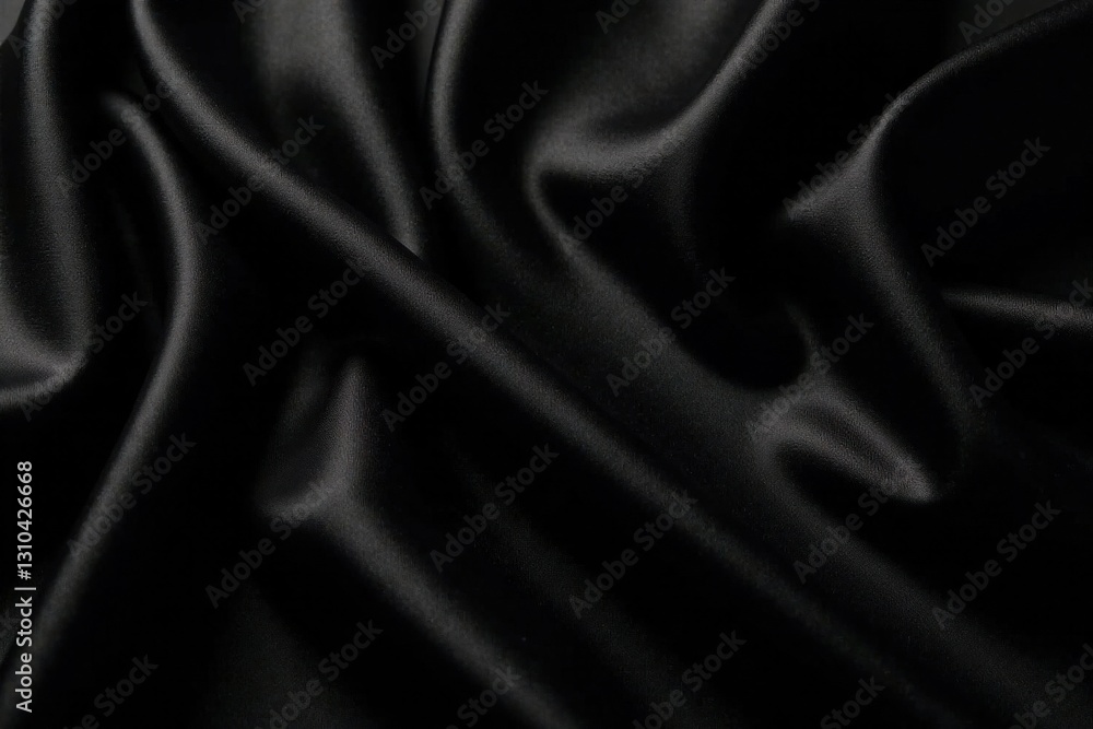 Fototapeta premium Black satin fabric with smooth surface and subtle sheen background, subtle shine, luxurious finish, sophisticated style