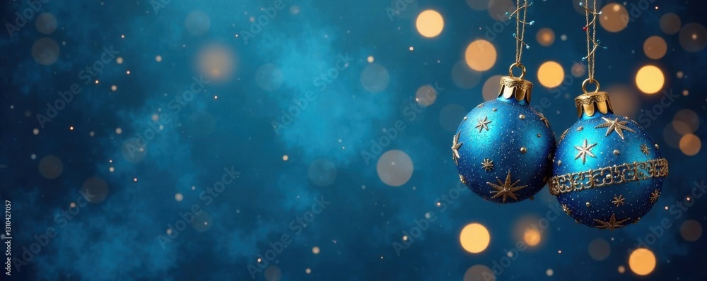 Blue hanging Christmas ornament elements with stars and bells, festive, decoration, holiday Blue hanging Christmas ornament elements with stars and bells, festive, decoration, holiday