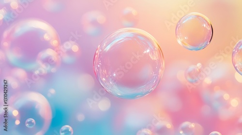 Wallpaper Mural Bubbles float in a pastel pink and blue background during a serene afternoon moment, creating a dreamy atmosphere Torontodigital.ca