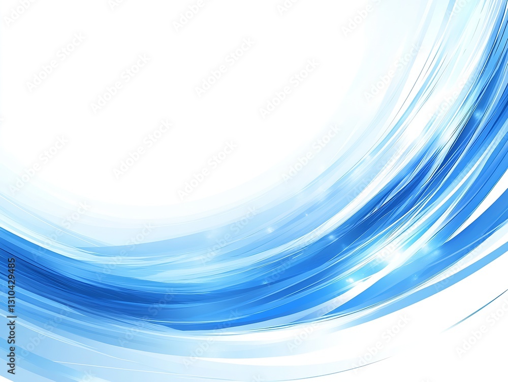 Elegant abstract blue wave design on a white background showcasing fluid motion and tranquility : Generative AI Elegant abstract blue wave design on a white background showcasing fluid motion and tranquility : Generative AI