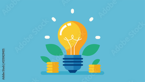 Lightbulb and Coins A lightbulb representing innovative ideas about sustainability above a pile of coins. This symbolizes how investing in socially conscious brands can lead to