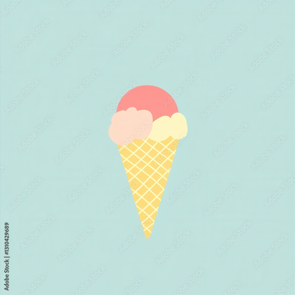 Charming minimalistic ice cream cone logo featuring pastel colors with a cute and playful design against a clean background Charming minimalistic ice cream cone logo featuring pastel colors with a cute and playful design against a clean background