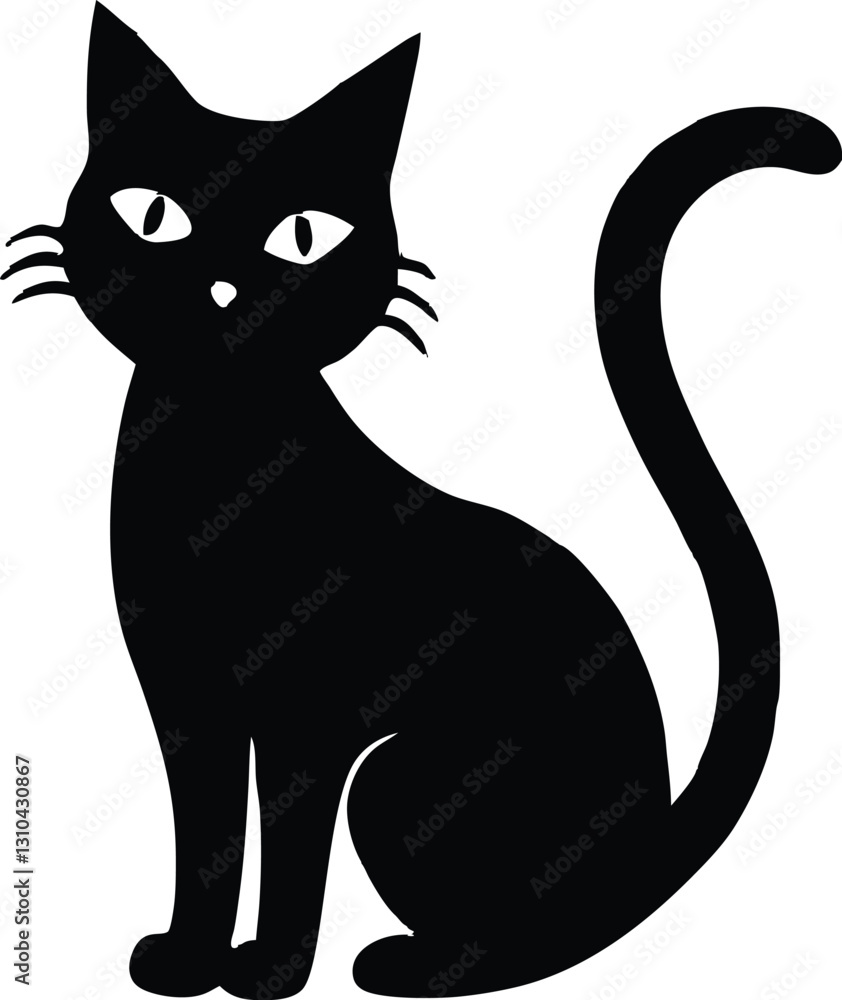 Cat silhouette simple flat vector,Halloween cat silhouette Cat silhouette simple flat vector,Halloween cat silhouette