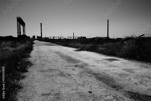 Industrial area of ​​the former CUF factories, currently Baia Tejo, black and white images to highlight the degradation.