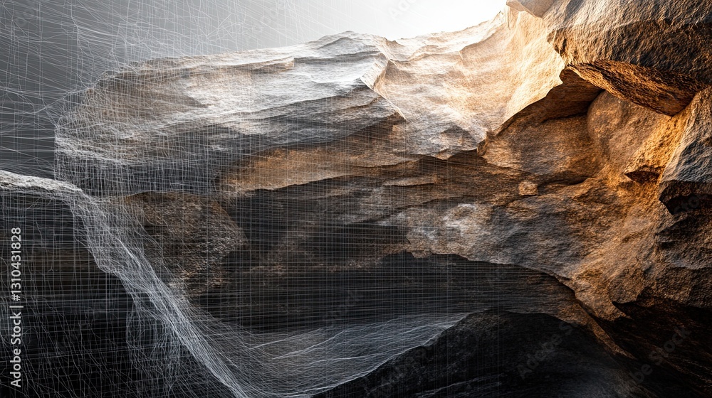 Fototapeta premium Abstract Representation of Rocky Terrain with Geometric Lines