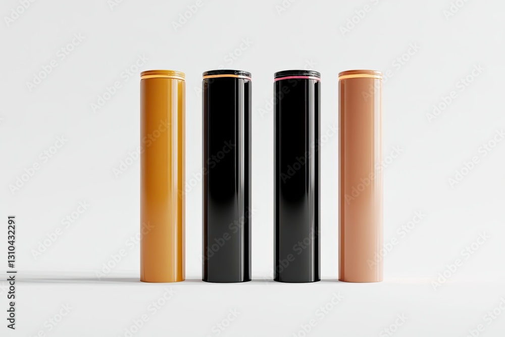 Three Batteries Aaa,Aa and Pp3,Isolated on White Background, High Detail, 8K Three Batteries Aaa,Aa and Pp3,Isolated on White Background, High Detail, 8K