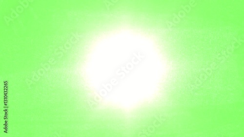 Flickering flare, glowing light on green screen background