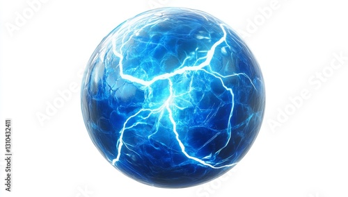 Blue sphere with glowing lightning photo